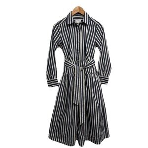 Free Assembly XS Womens Long Sleeved Dress  Button Up Tie Waist Striped Shirt